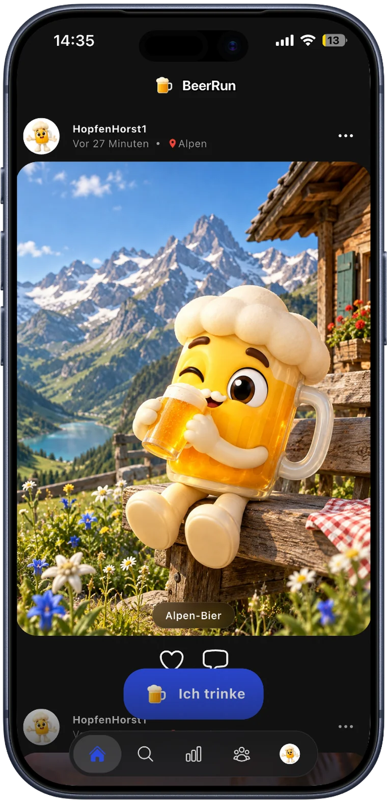 Freundes-Feed in der BeerRun App