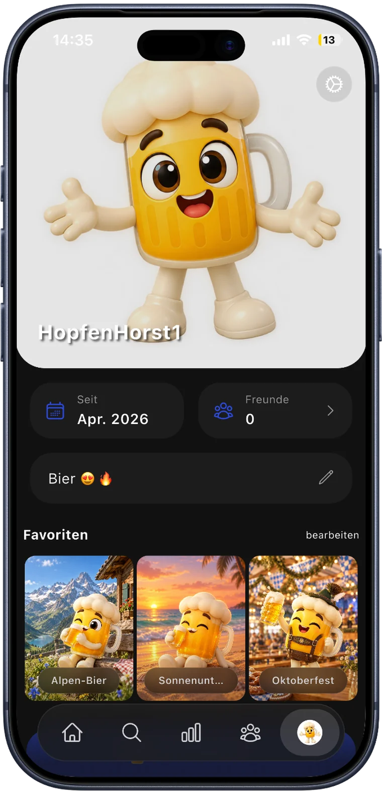 Nutzerprofil in der BeerRun App