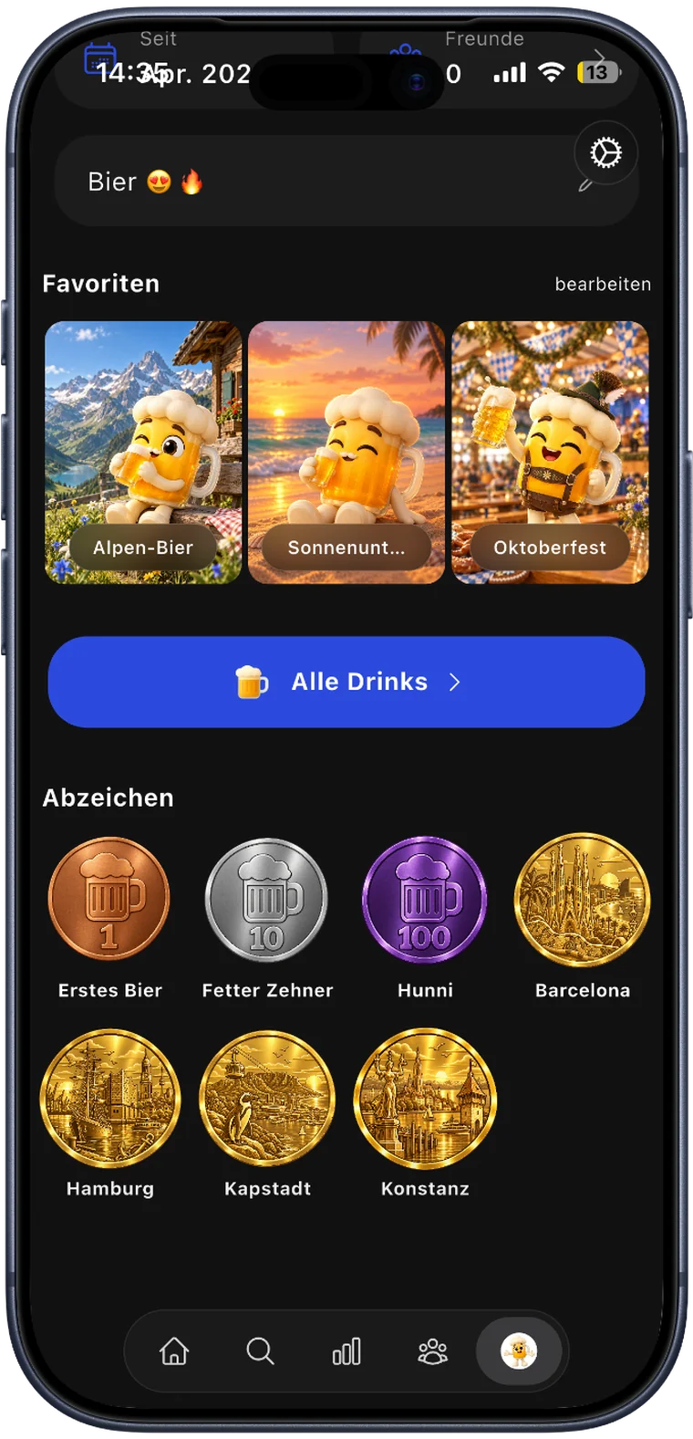 Abzeichen-Sammlung in der BeerRun App